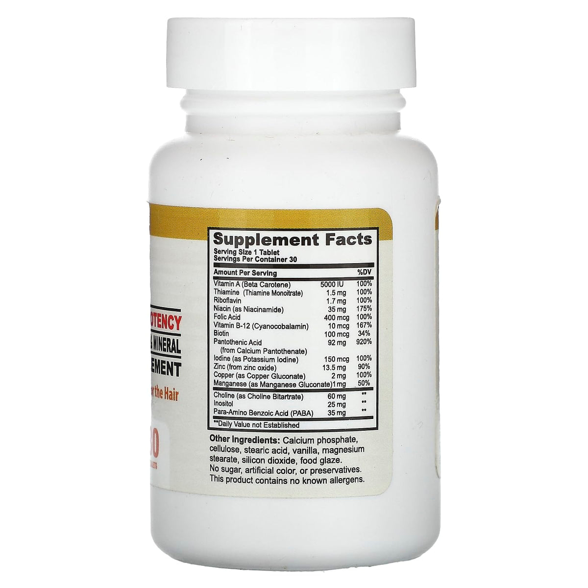 California Natural Hair Vitamin & Mineral - 30 Tablets - image 2