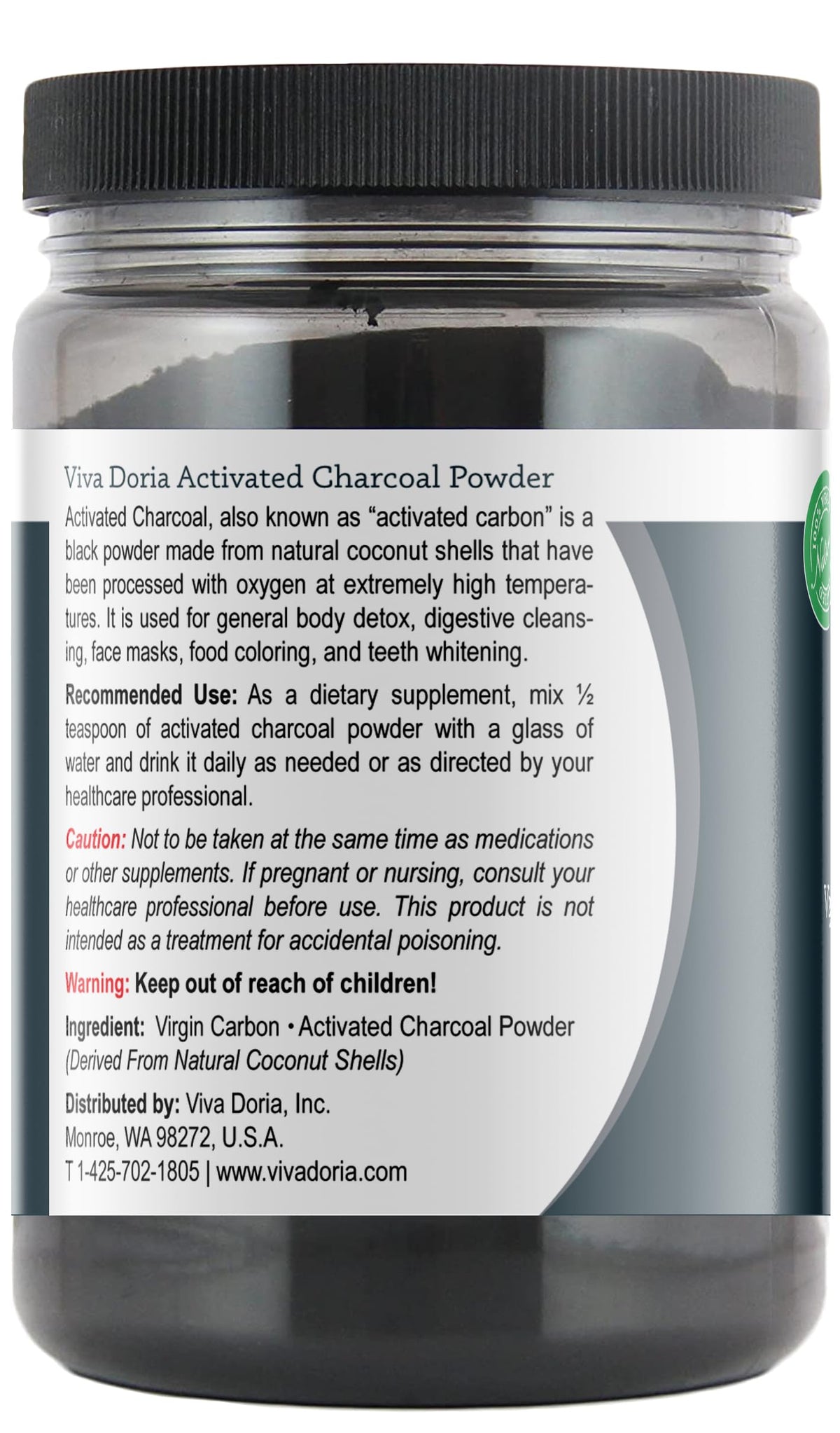 Viva Doria Virgin Activated Charcoal Powder - 16 Oz - image 2