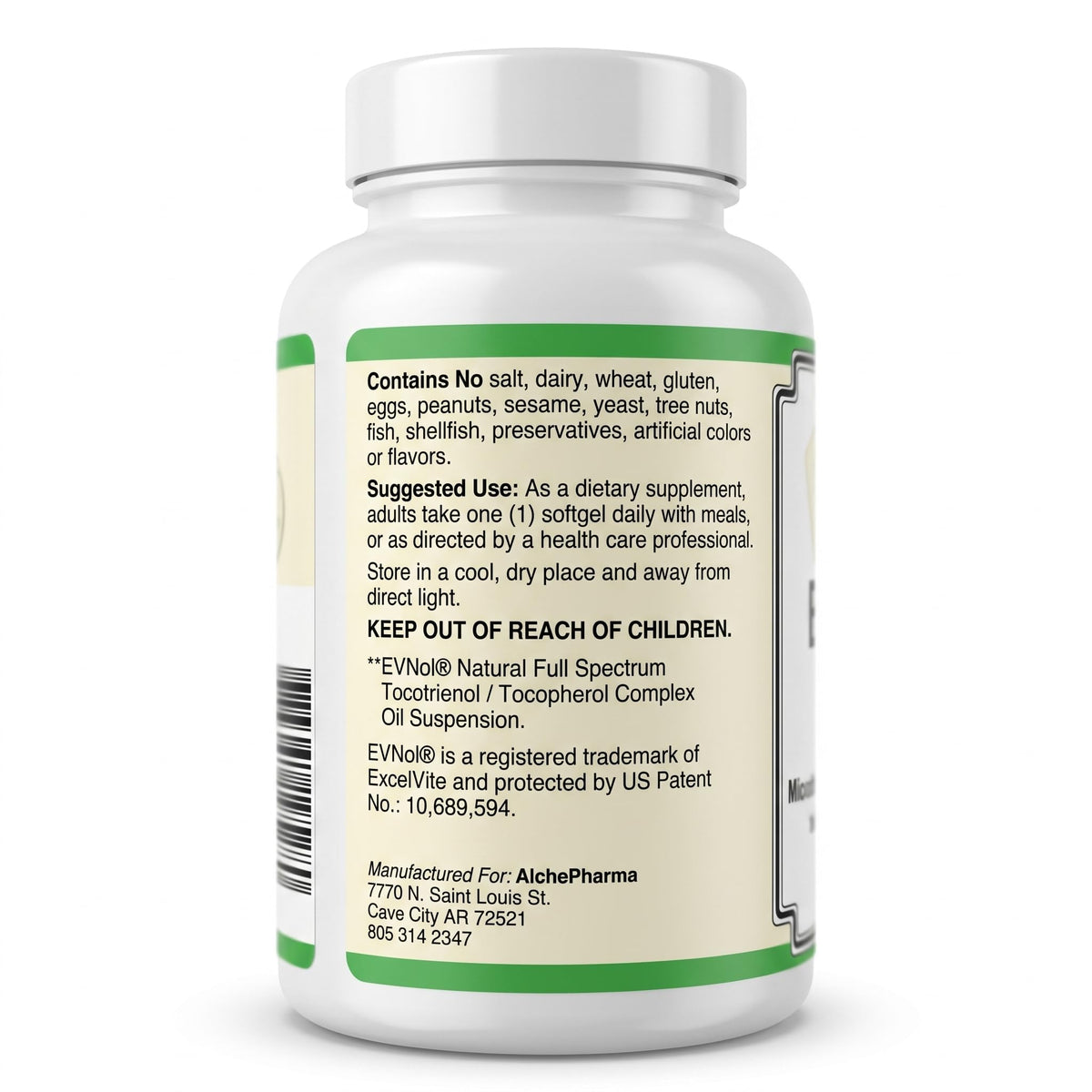 AlchePharma Perfect E - Patented EVNol® Brand tocotrienols Full