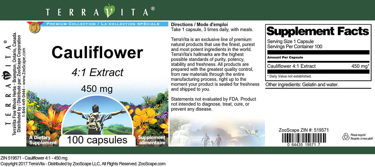 Terravita Cauliflower 4:1-450 mg (100 Capsules, ZIN: 519571)