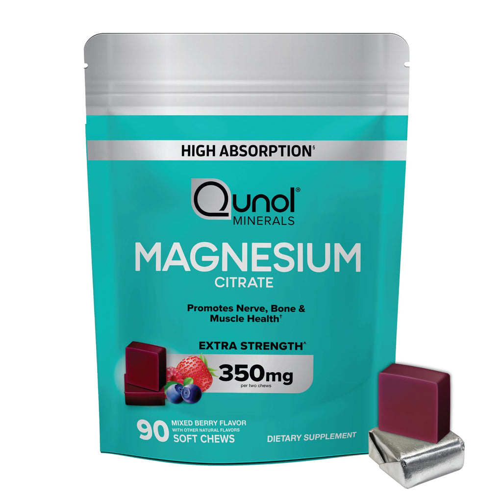 Qunol Magnesium Citrate 350mg Soft Chews - 90 Count