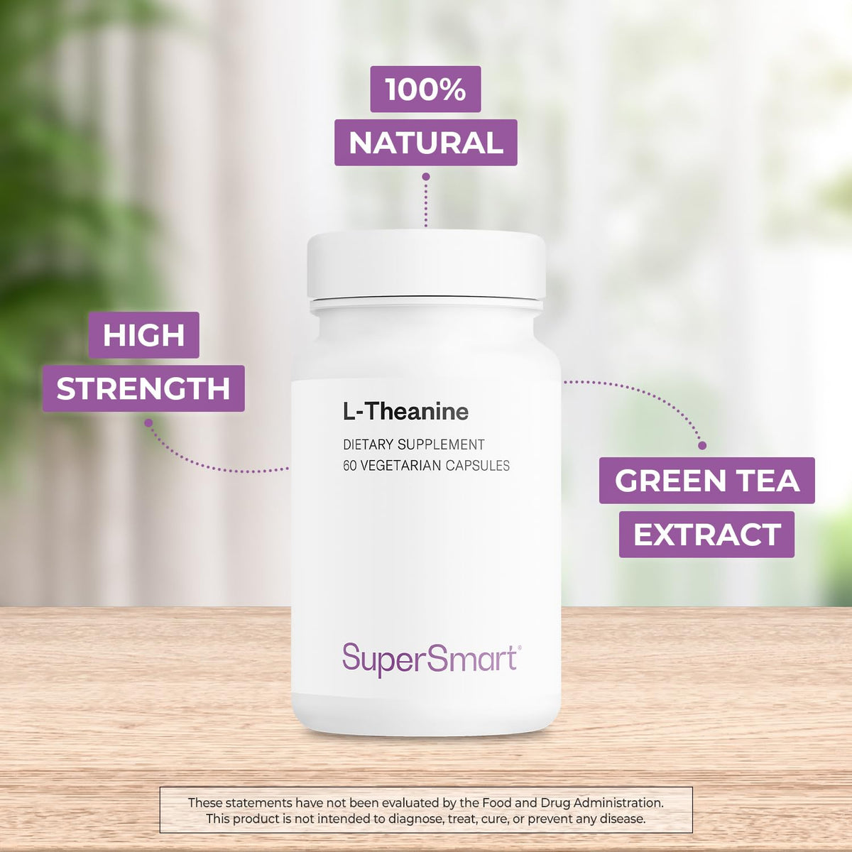 Supersmart L-Theanine 400mg per Day Green Tea Extract - 60 Vegetarian Capsules - image 3