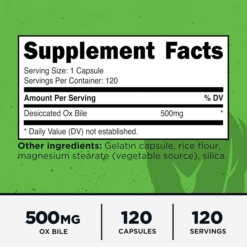 Primal Ox Bile 500mg Digestive Support - 120 Capsules - image 2