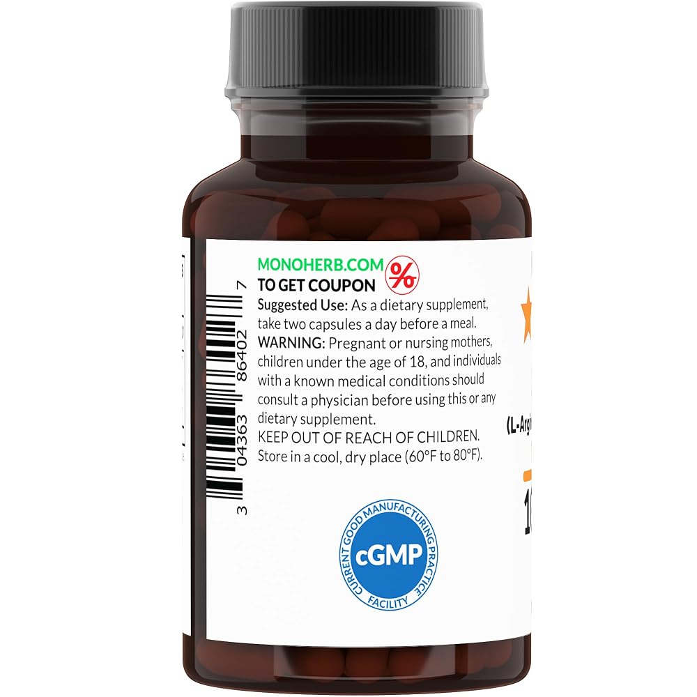 MONOHERB L-Arginine Alpha-Ketoglutarate 1000 mg - 90 Capsules - image 3