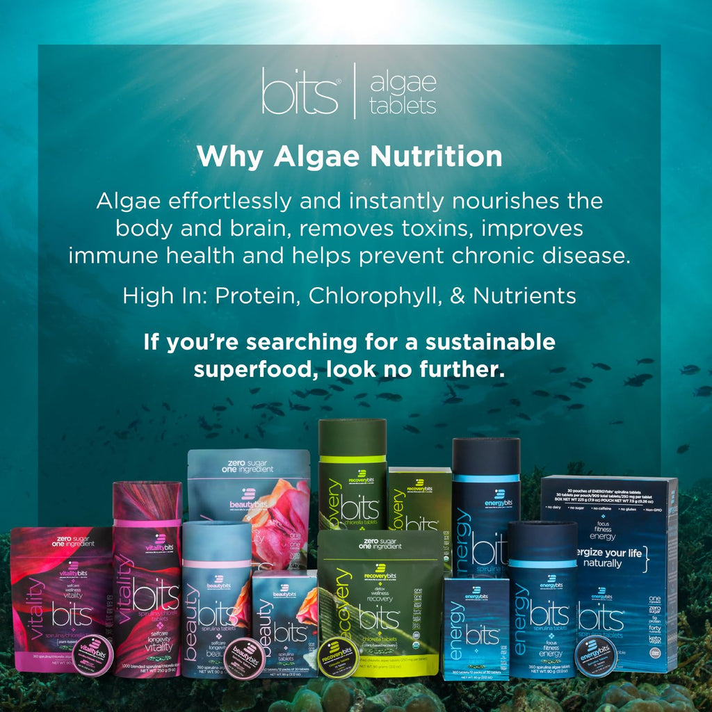 ENERGYBITS VITALITYbits Organic Blended Spirulina & Chlorella Algae