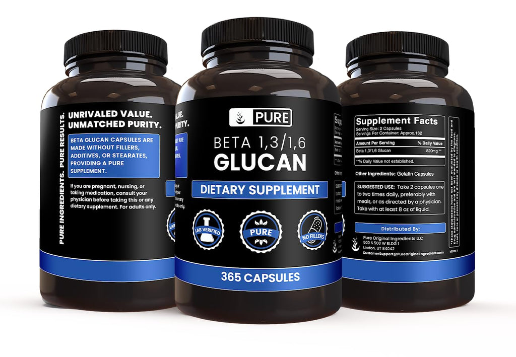 PURE ORIGINAL INGREDIENTS Beta Glucan 1,3/1,6 - 365 Capsules - image 4