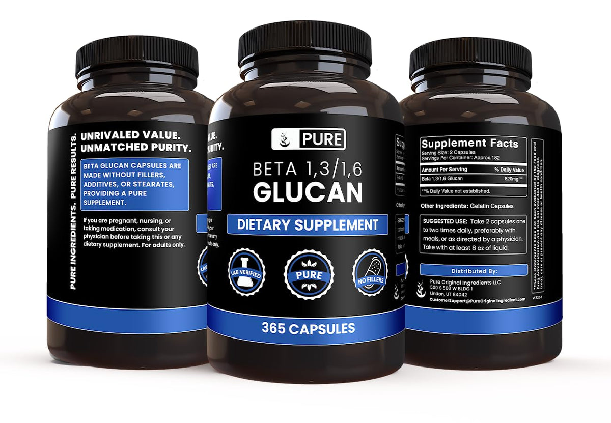 PURE ORIGINAL INGREDIENTS Beta Glucan 1,3/1,6 - 365 Capsules - image 4