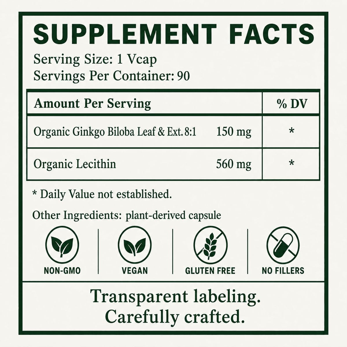 Green Organic Supplements Ginkgo Biloba - 90 Capsules - image 3