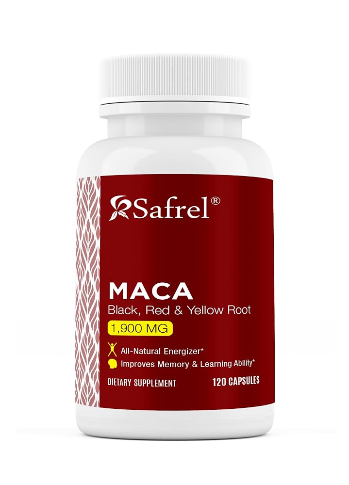 Safrel Organic Maca Root Triple Blend 1900 MG - 120 Vegan Capsules