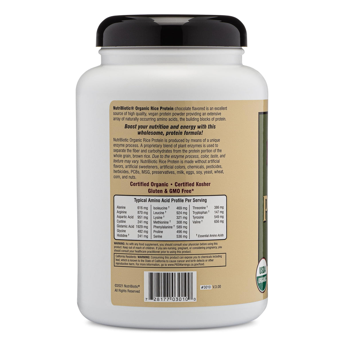 NutriBiotic Certified Organic Rice Protein Chocolate - 22.9 oz - image 2
