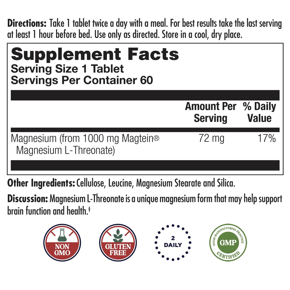 KAL Think Magnesium L-Threonate 2000 mg - 60 Tablets - image 2