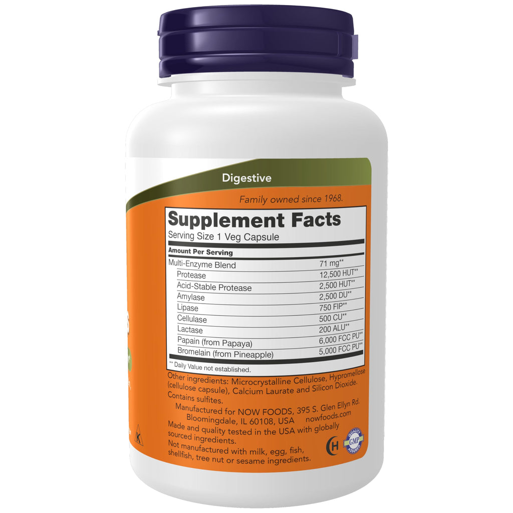 NOW Plant Enzymes Lactase Protease Bromelain - 120 Vegetarian Capsules - image 2