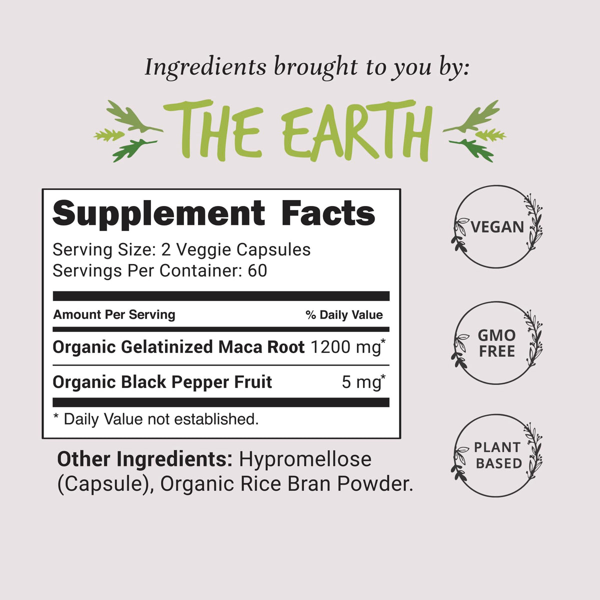 Happy Healthy Hippie Organic Maca Root Capsules 1200 mg - 120 Count - image 5