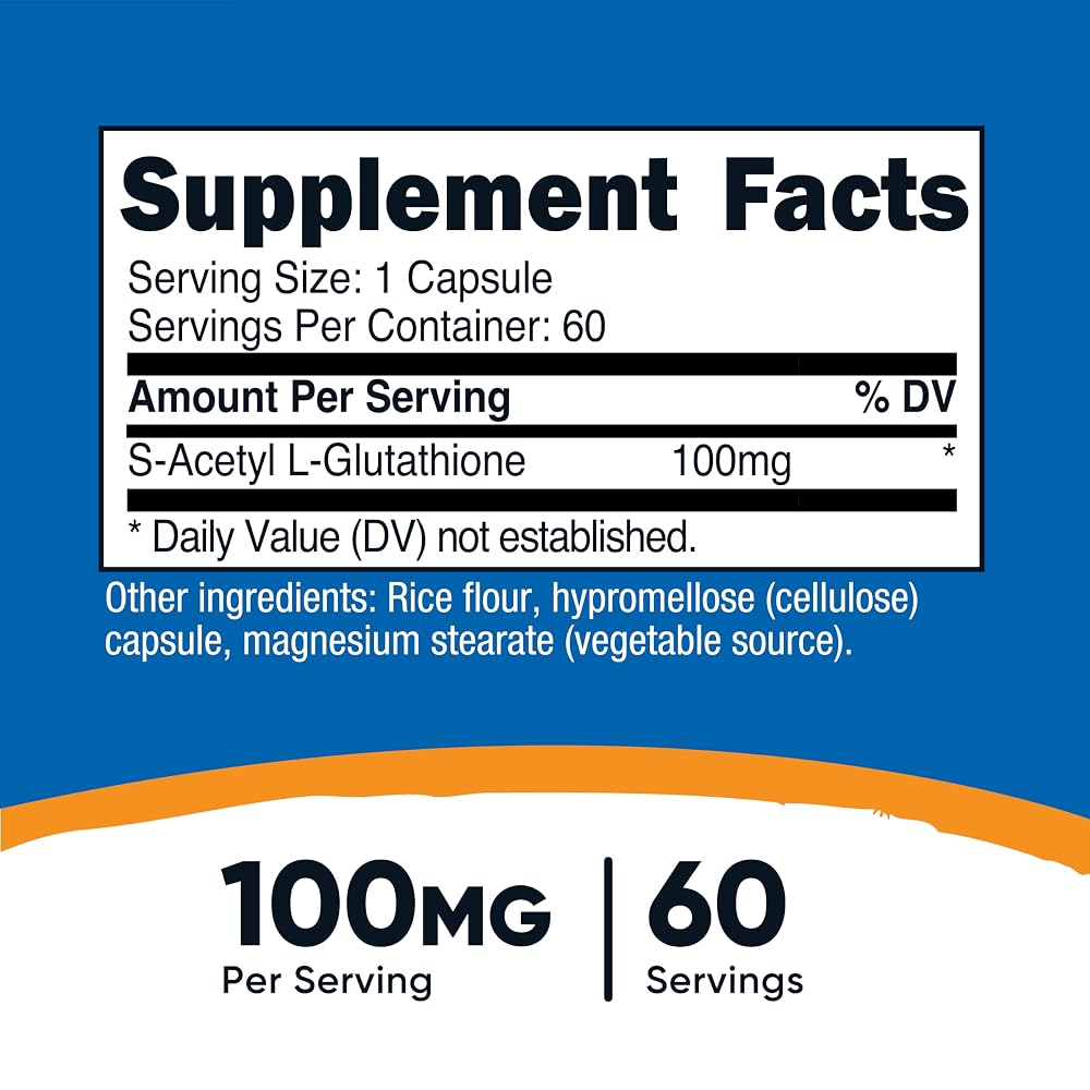 Nutricost S-Acetyl L-Glutathione 100mg - 60 Capsules - image 2