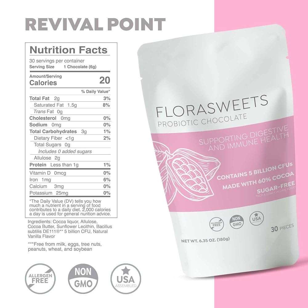 Revival Point Florasweets Probiotic Chocolates Sugar-Free - 90 Squares - image 4