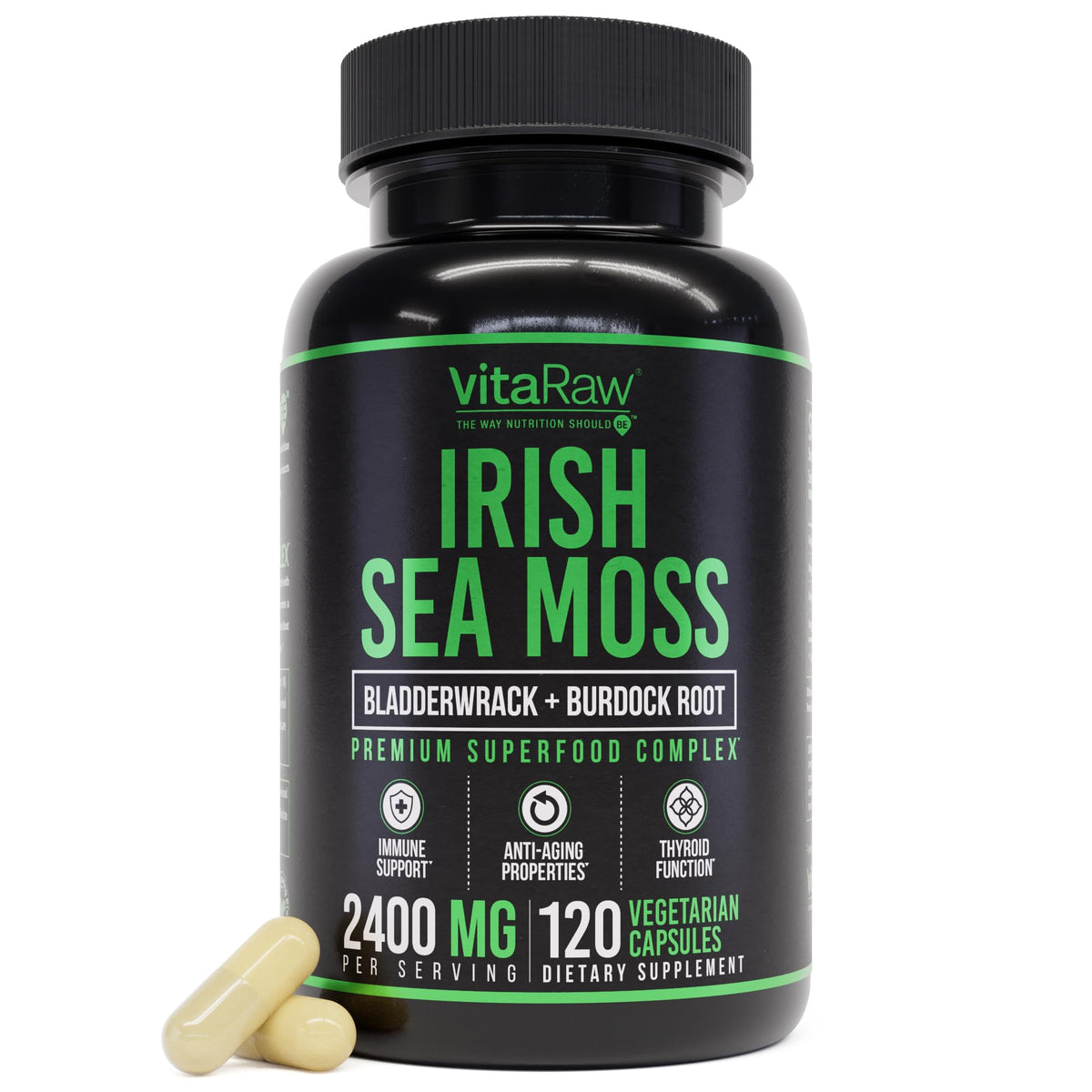 VitaRaw Organic Irish Sea Moss Capsules 2400 mg - 120 Count