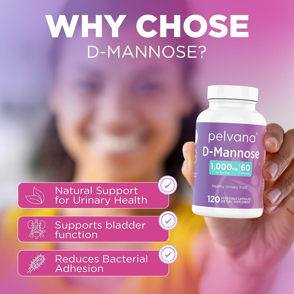Pelvana D-Mannose 500mg Capsules for Healthy Urinary Tract - 120 Count - image 3