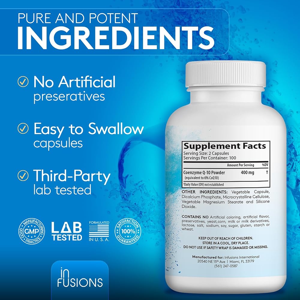 Infusions Pure Extra Strength CoQ10 400mg - 200 Capsules - image 5