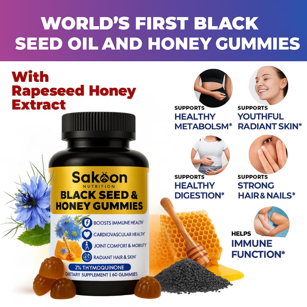 Sakoon Nutrition Black Seed Oil Gummies with Honey - 60 Gummies - image 2