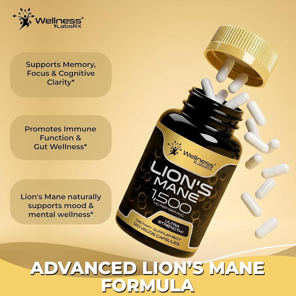 WELLNESS LABSRX Lions Mane Supplement Organic Capsules