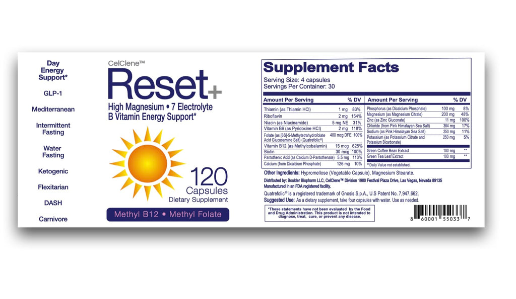 CELCLENE Reset+ Electrolyte & B Complex - 120 Capsules - image 5