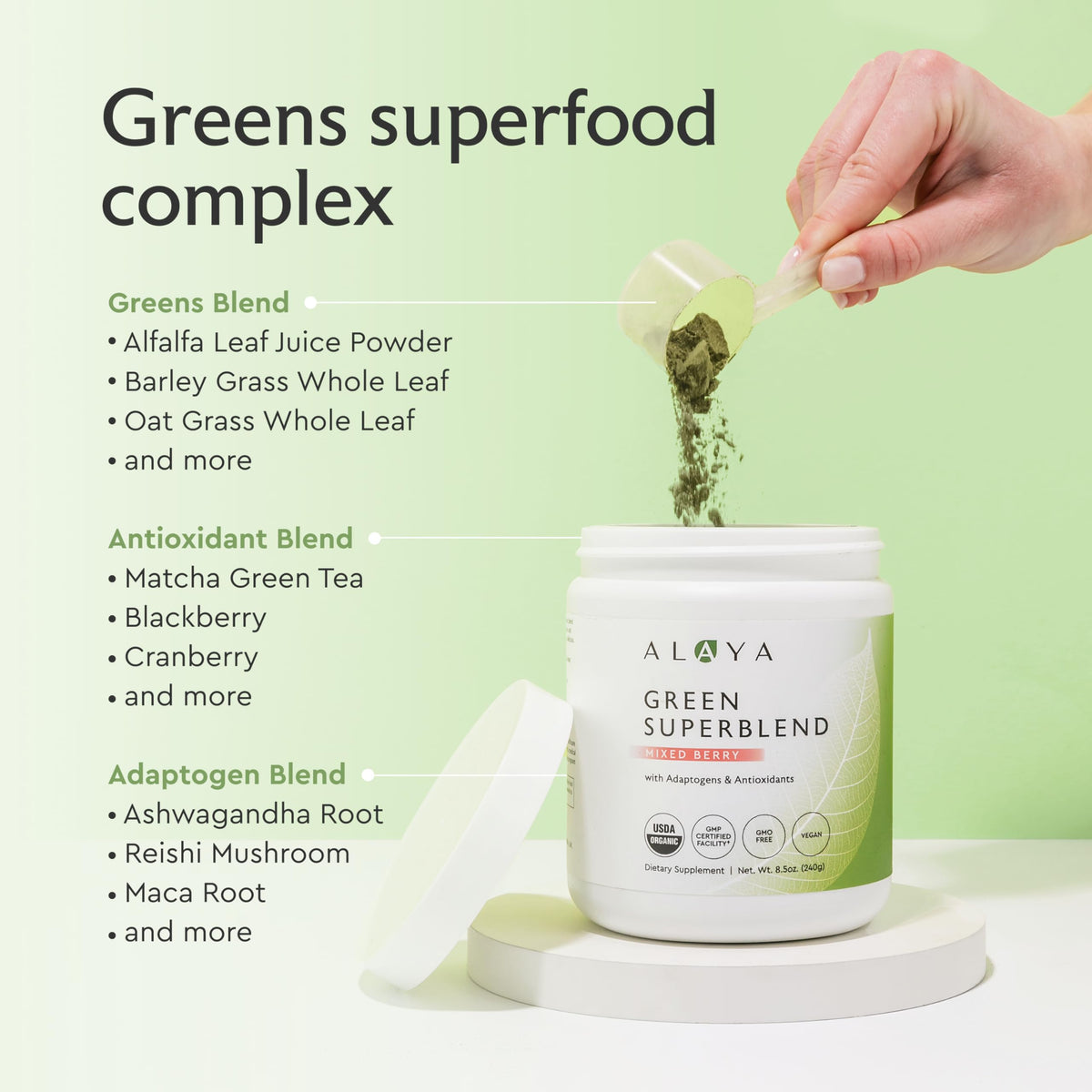 Alaya Naturals Organic Super Greens Powder Mixed Berry - 30 Servings - image 2
