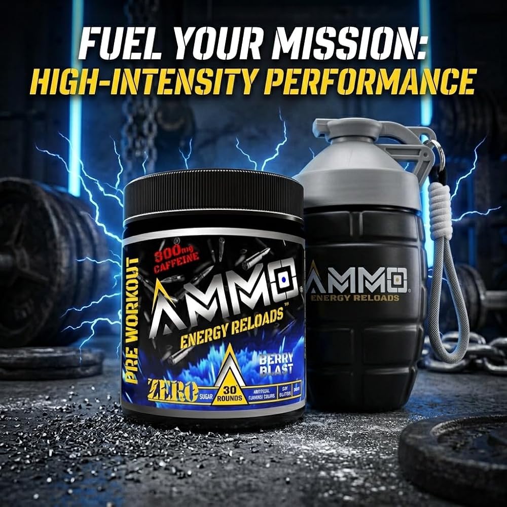 AMMO® Energy Reloads™ Pre Workout Powder - 300mg Caffeine Zero Sugar