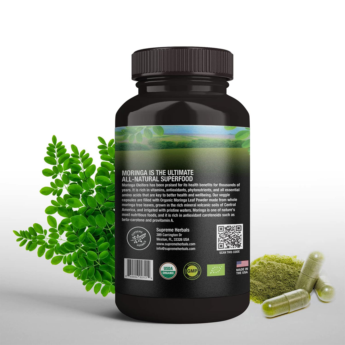 SUPREME HERBALS Moringa Leaf Powder Capsules Organic - 120 Capsules - image 3