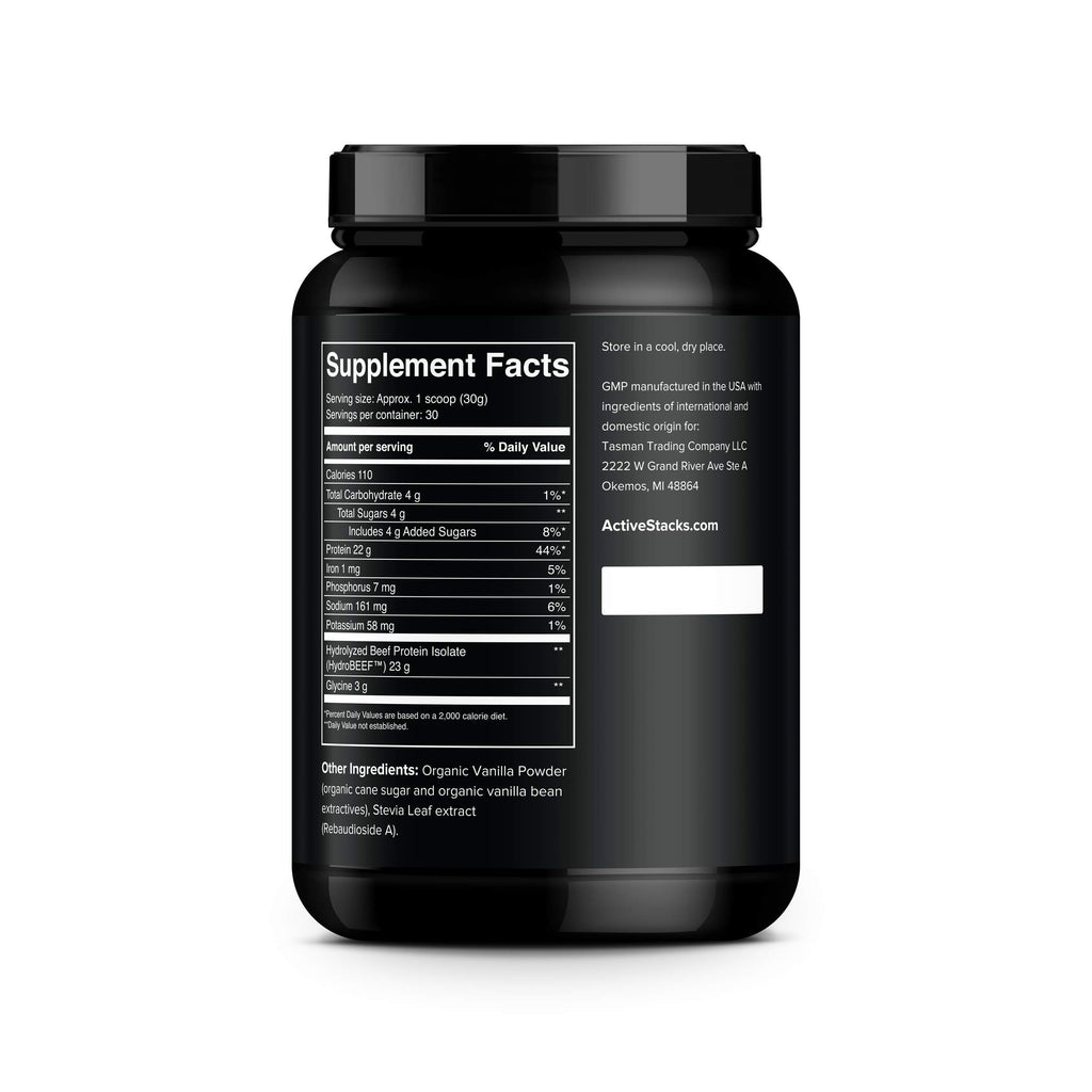Active Stacks Beef Protein Powder Vanilla - Dairy Free - 2 Pound - image 3