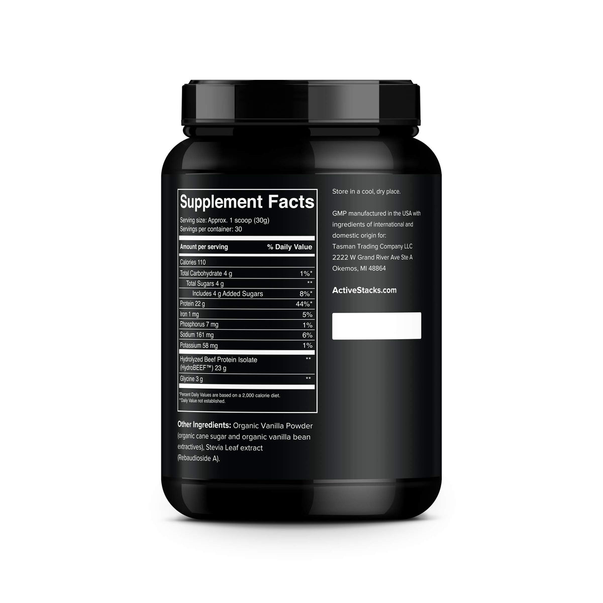 Active Stacks Beef Protein Powder Vanilla - Dairy Free - 2 Pound - image 3
