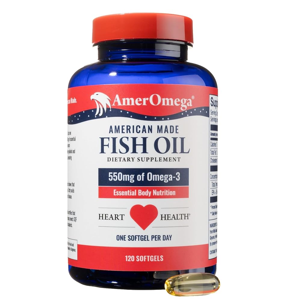 AmerOmega Triglyceride Omega-3 Fish Oil for Heart Health Support