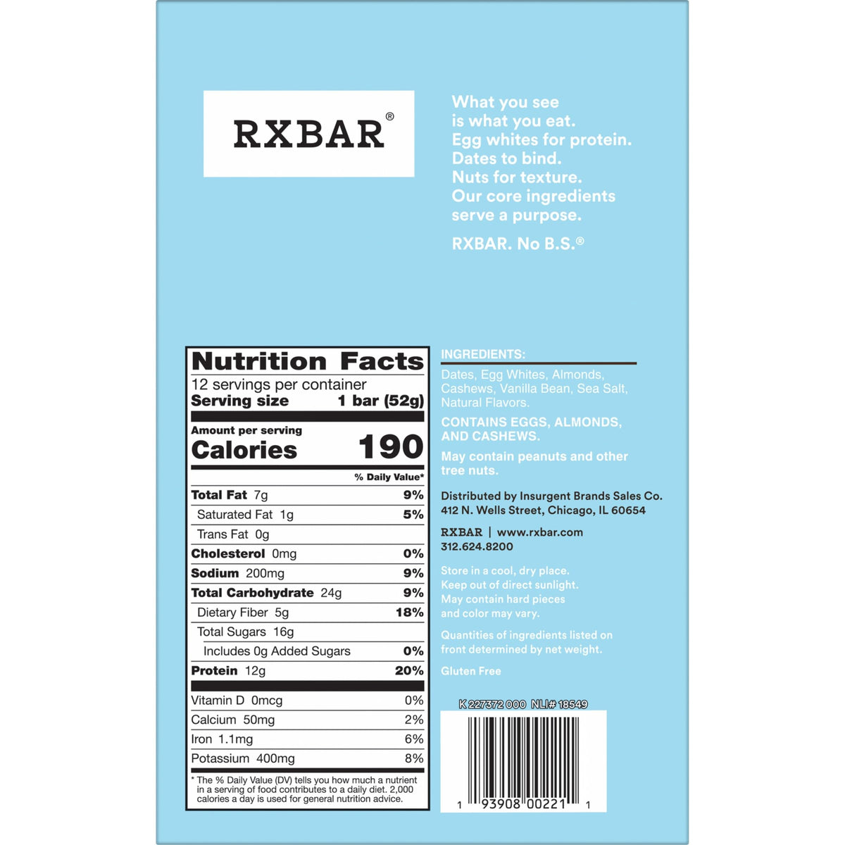 RXBAR Vanilla Almond Protein Bar 12g Protein - 1 Bar - image 3