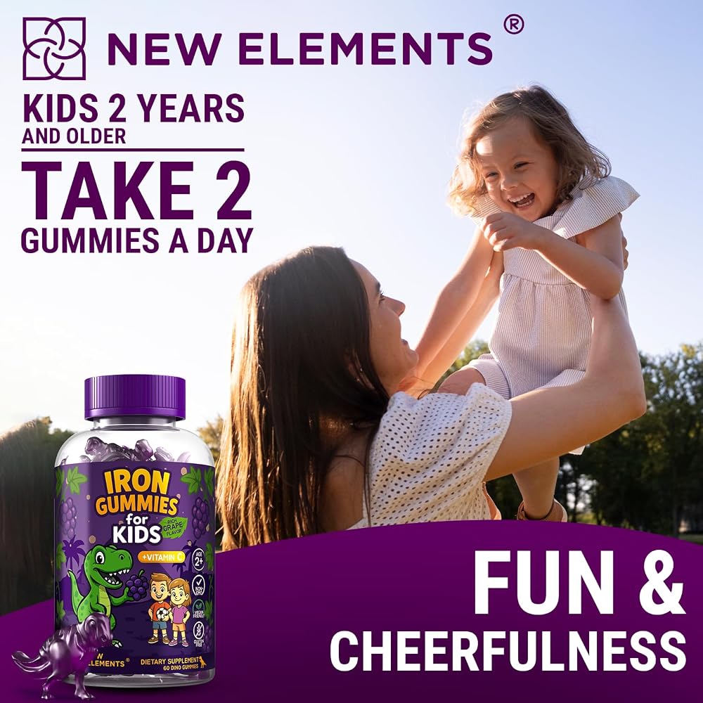 New Elements Iron Dinosaur Gummies for Kids with Vitamin C - 60 Count - image 6