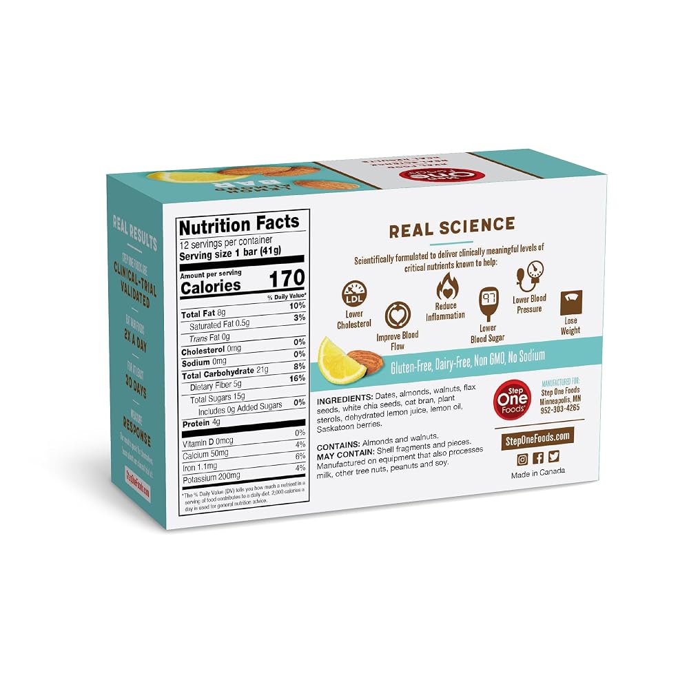 Step One Foods Lemon Almond Bar Heart Healthy Snack - 12 Pack - image 8