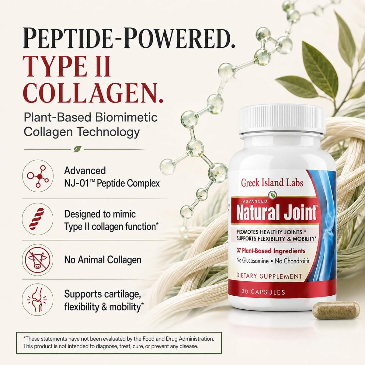 Natural Joint Advanced Organic Plant Based Joint Supplement - 30 Capsules - image 3
