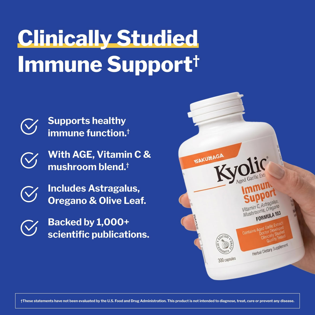 Kyolic Aged Garlic Extract Immune Support Formula 103 - 300 Capsules - image 2