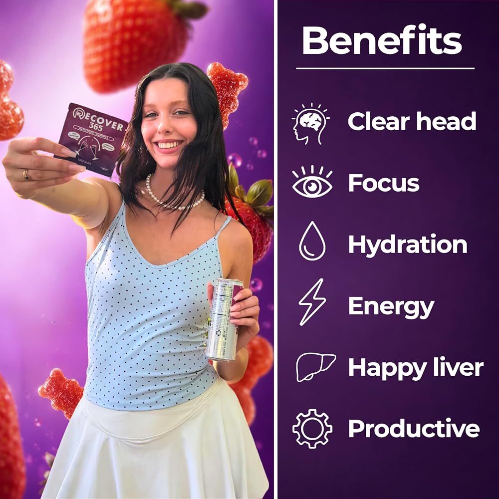 Recover 365 Hangover Relief Gummies for Fast Morning Recovery