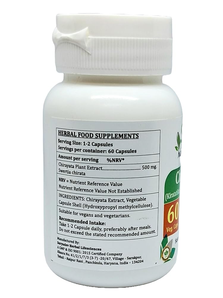 Satya Naturals Chirayata Forte Capsules 500 mg. 60 Veg. Capsule
