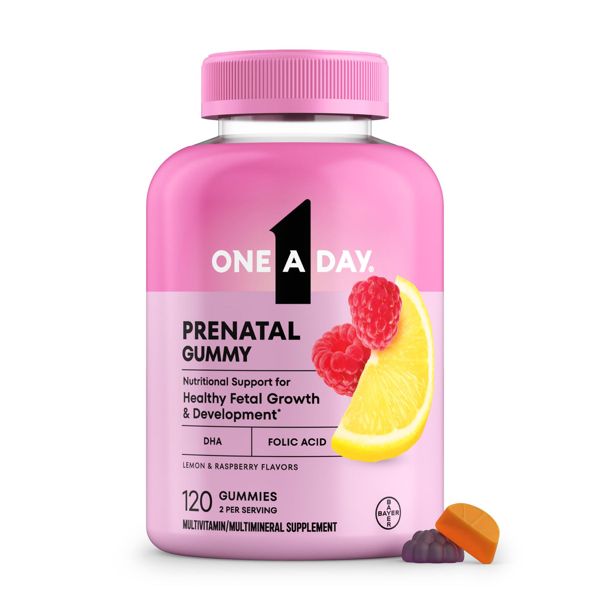 One A Day Prenatal Vitamins Gummies with Folic Acid & DHA - 120 Gummies