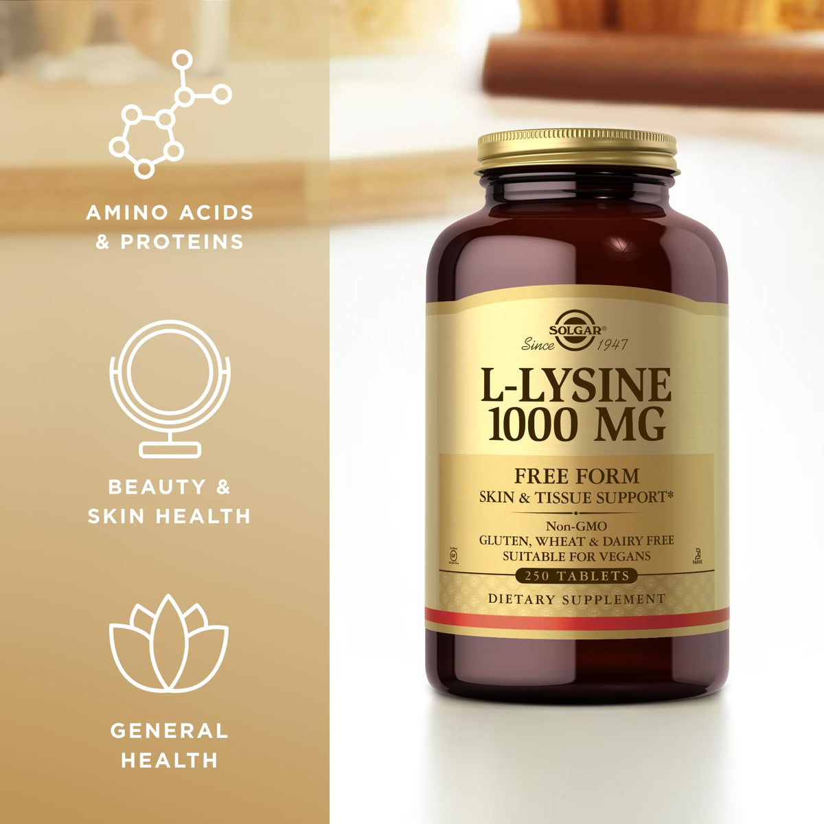 Solgar L-Lysine 1000 mg Skin & Tissue Support - 250 Tablets - image 4
