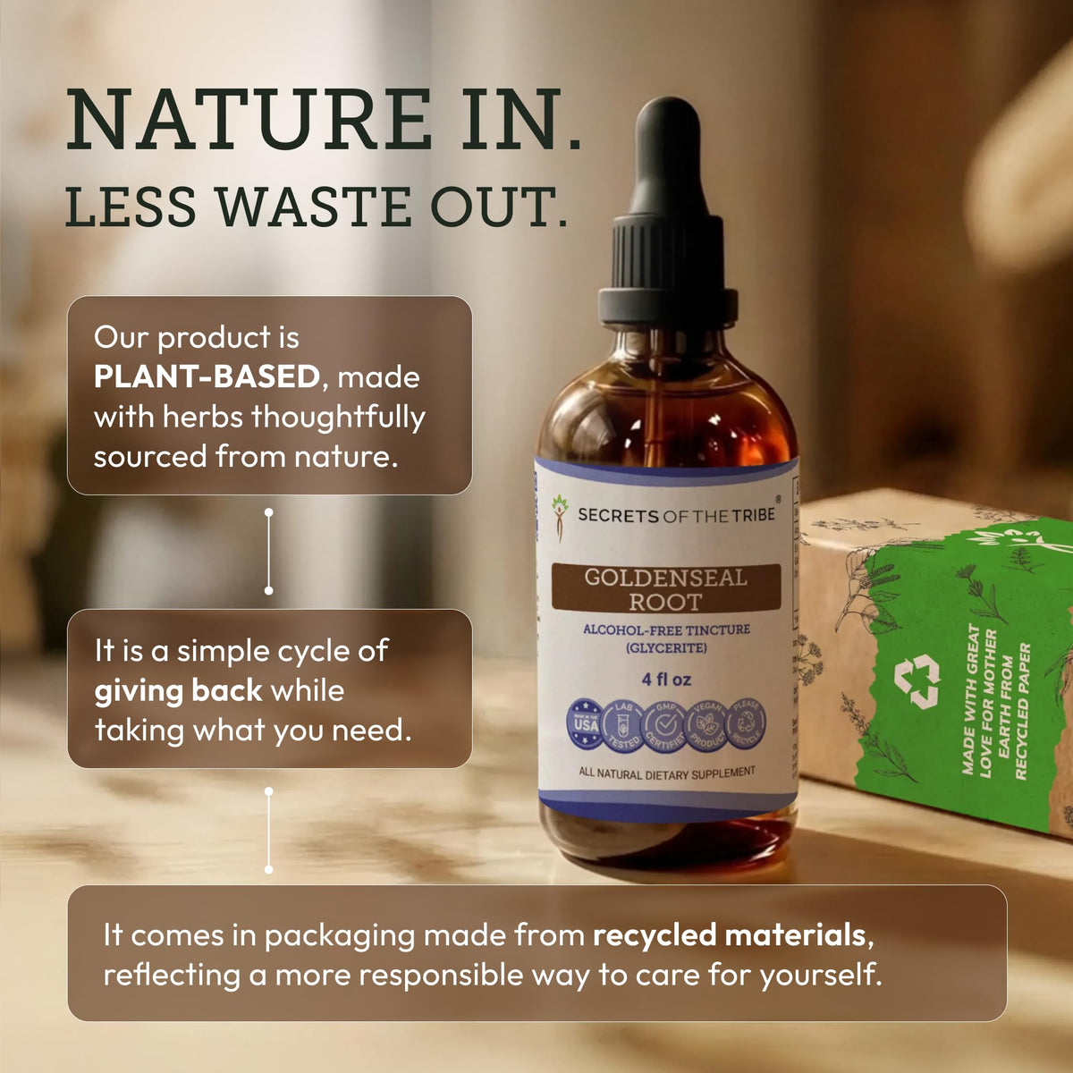Secrets of the Tribe Goldenseal Root Tincture Alcohol-Free Extract