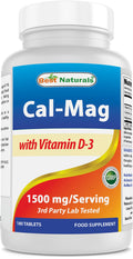 Best Naturals Calcium Magnesium with Vitamin D3 1500mg Serving 180