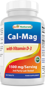 Best Naturals Calcium Magnesium with Vitamin D3 1500mg Serving 180