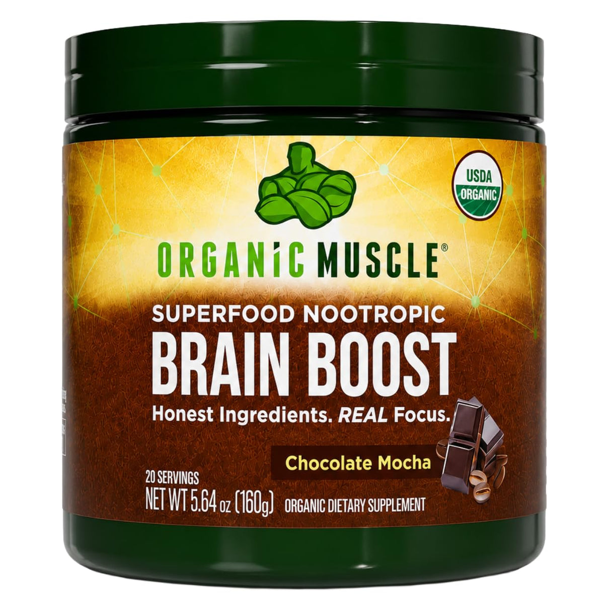Organic Muscle Brain Boost Nootropics Powder Chocolate - 20 Servings