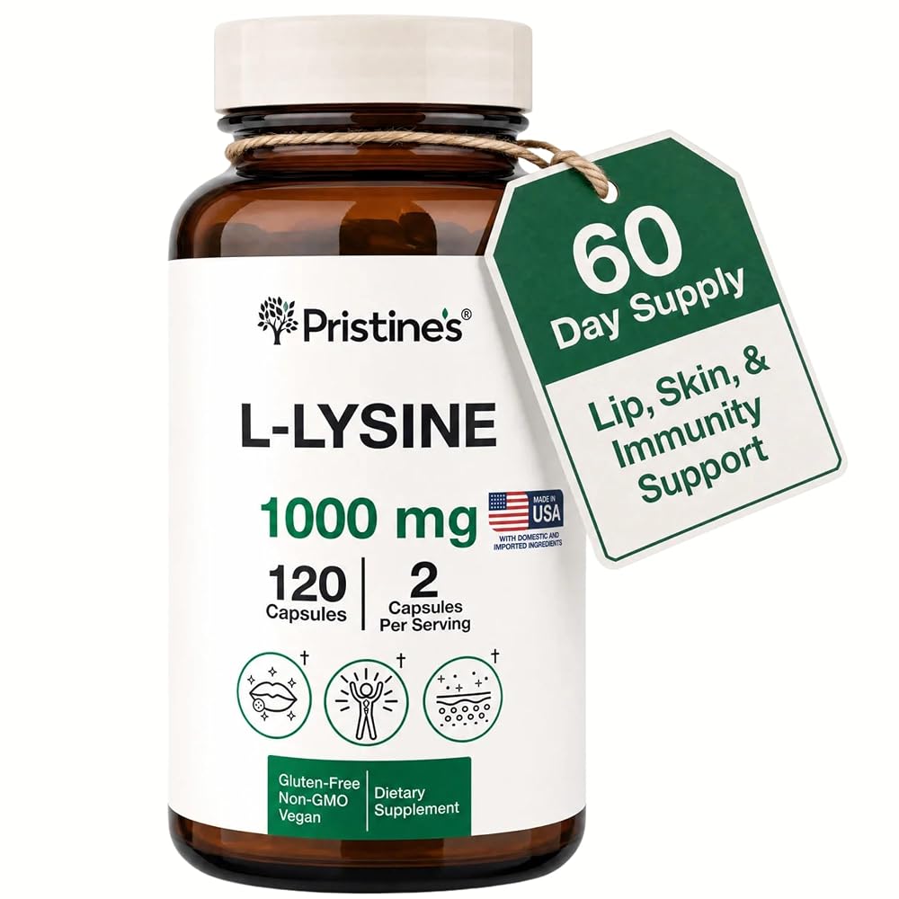 PRISTINE'S L-Lysine 1000mg Capsules for Lip & Gum Health - 120 Capsules