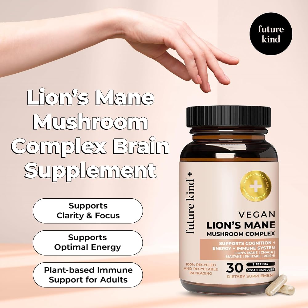 Future Kind Vegan Lion's Mane Mushroom Complex Brain Support - 30 Capsules - image 2
