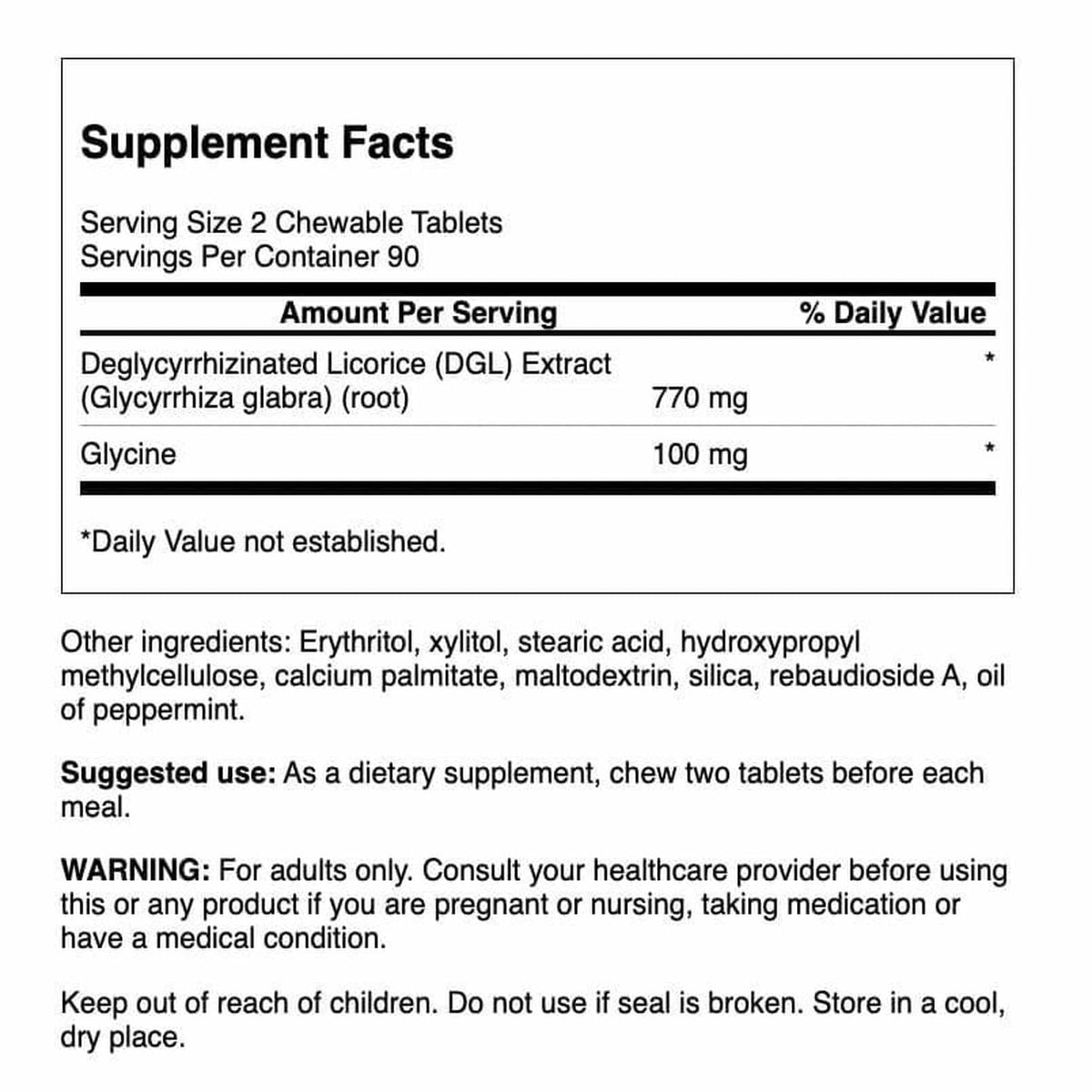 Swanson Dgl (Licorice) 385 Milligrams