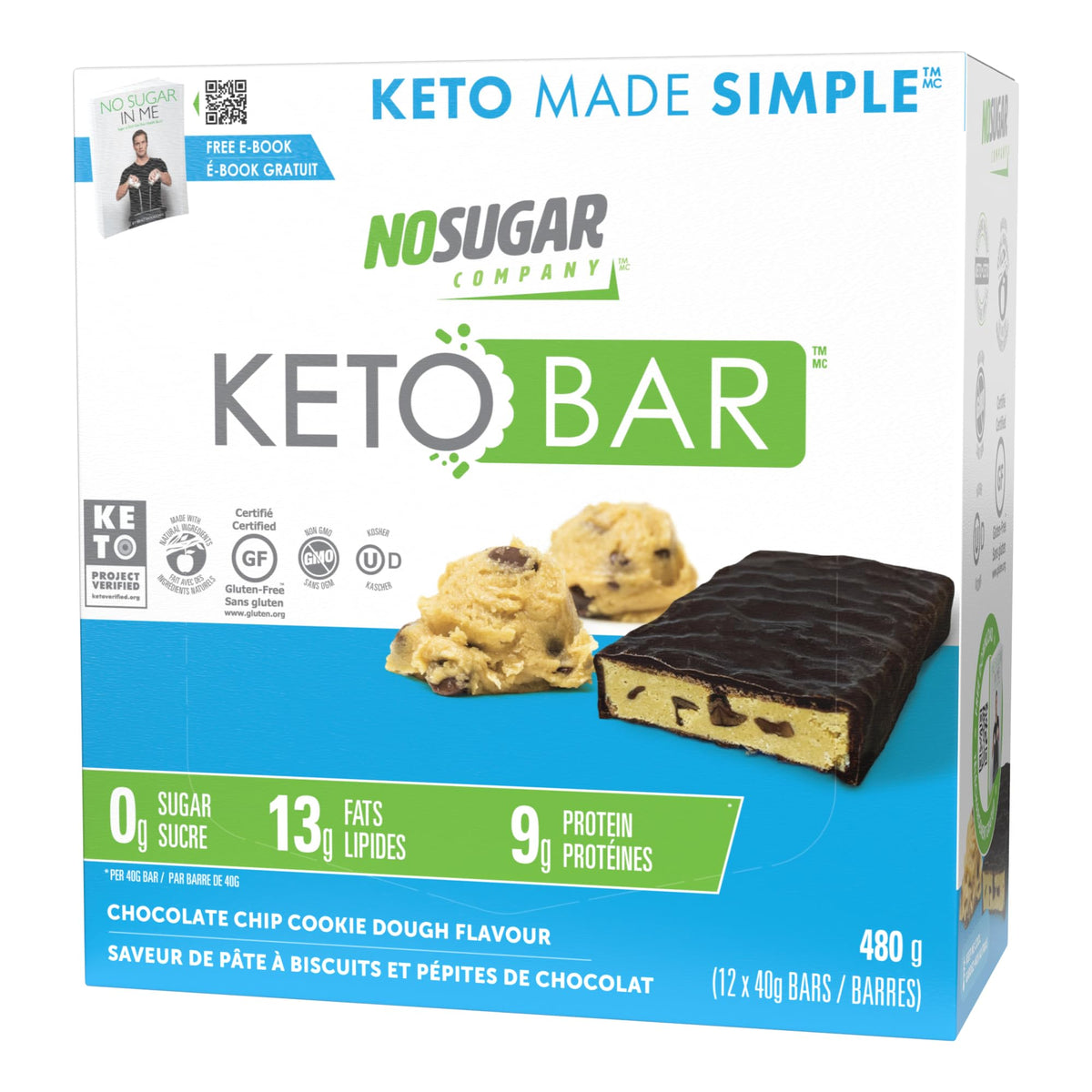 No Sugar Company Keto Bar Chocolate Chip Cookie Dough - 12 Count