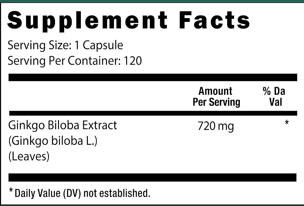 Viva Doria Ginkgo Biloba 720mg Brain & Memory Support - 120 Capsules - image 4
