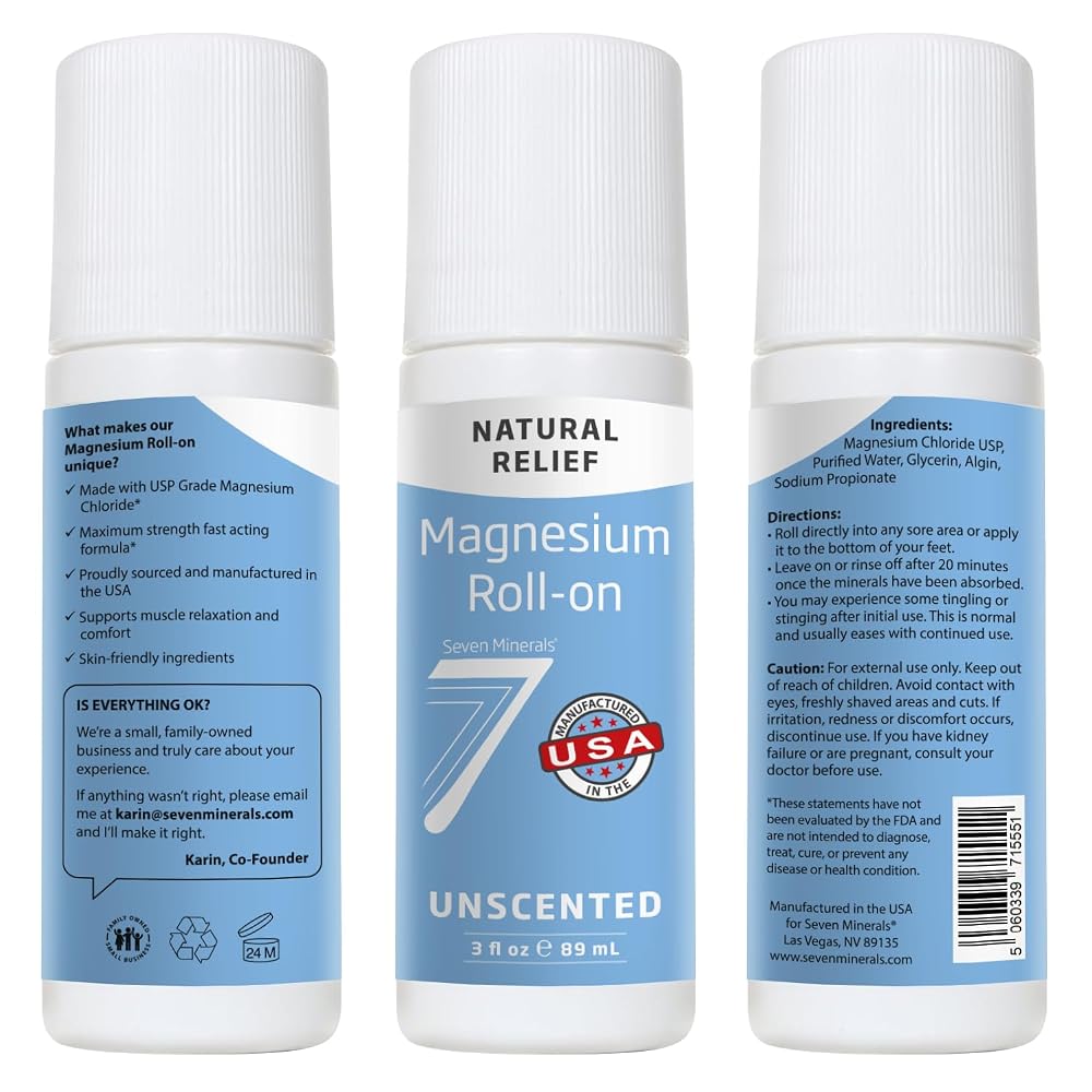 Seven Minerals Magnesium Roll On Stick 3 Fl Oz